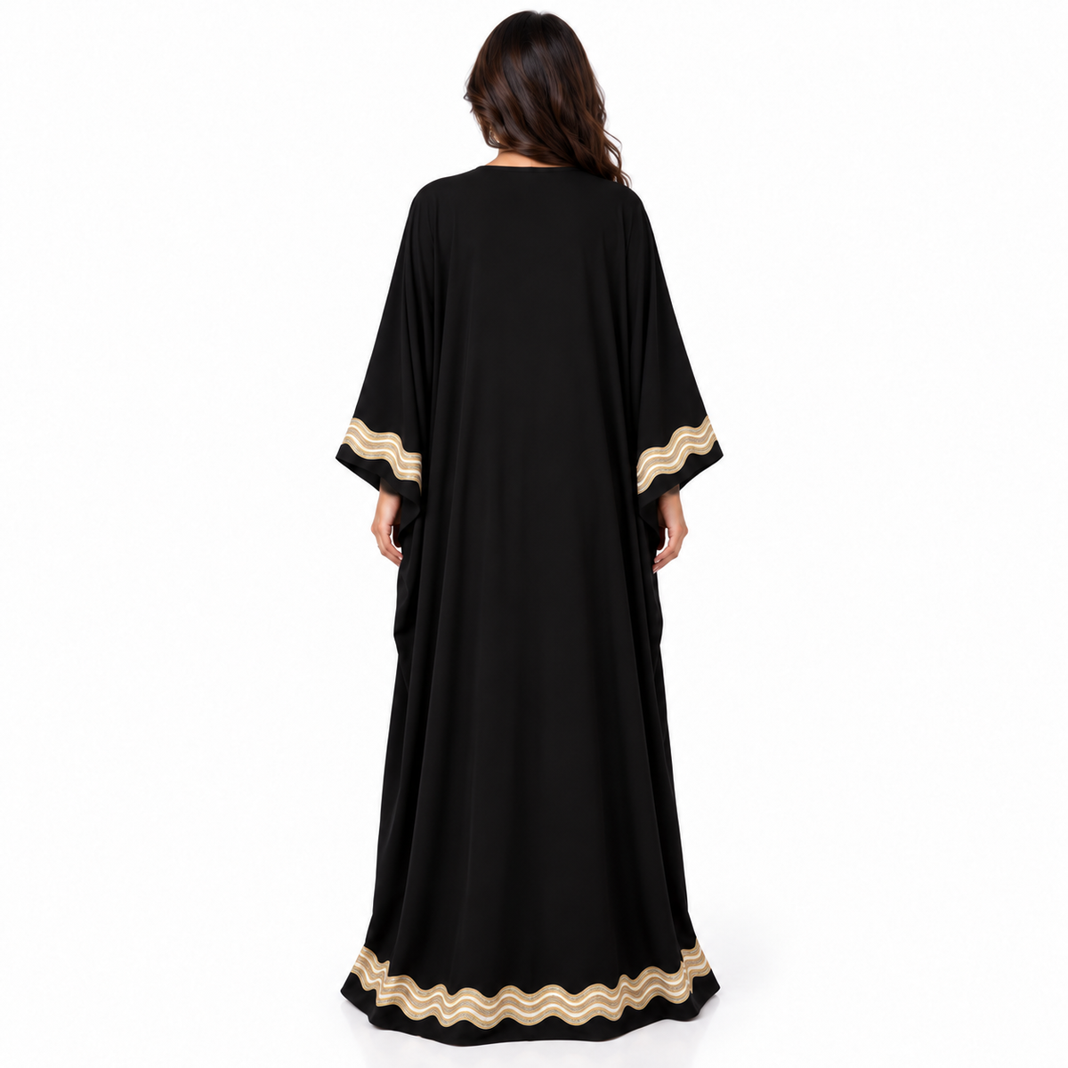 Elegant Black Gold Embroidered Moroccan Kaftan-4