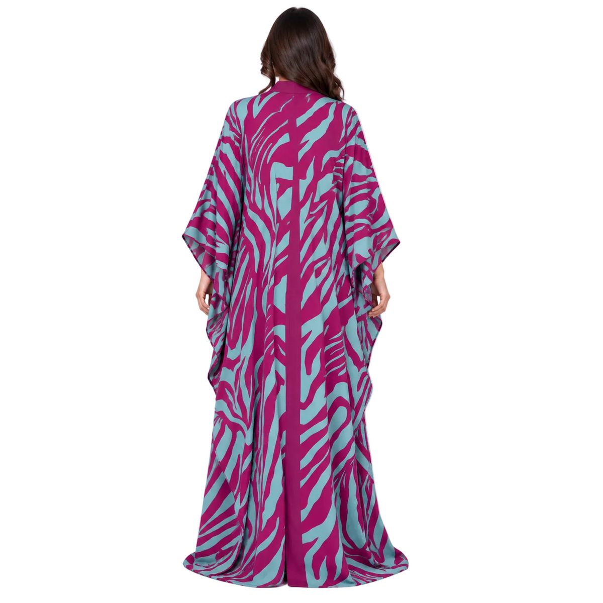Magenta Turquoise Zebra Print Luxury Kaftan-4