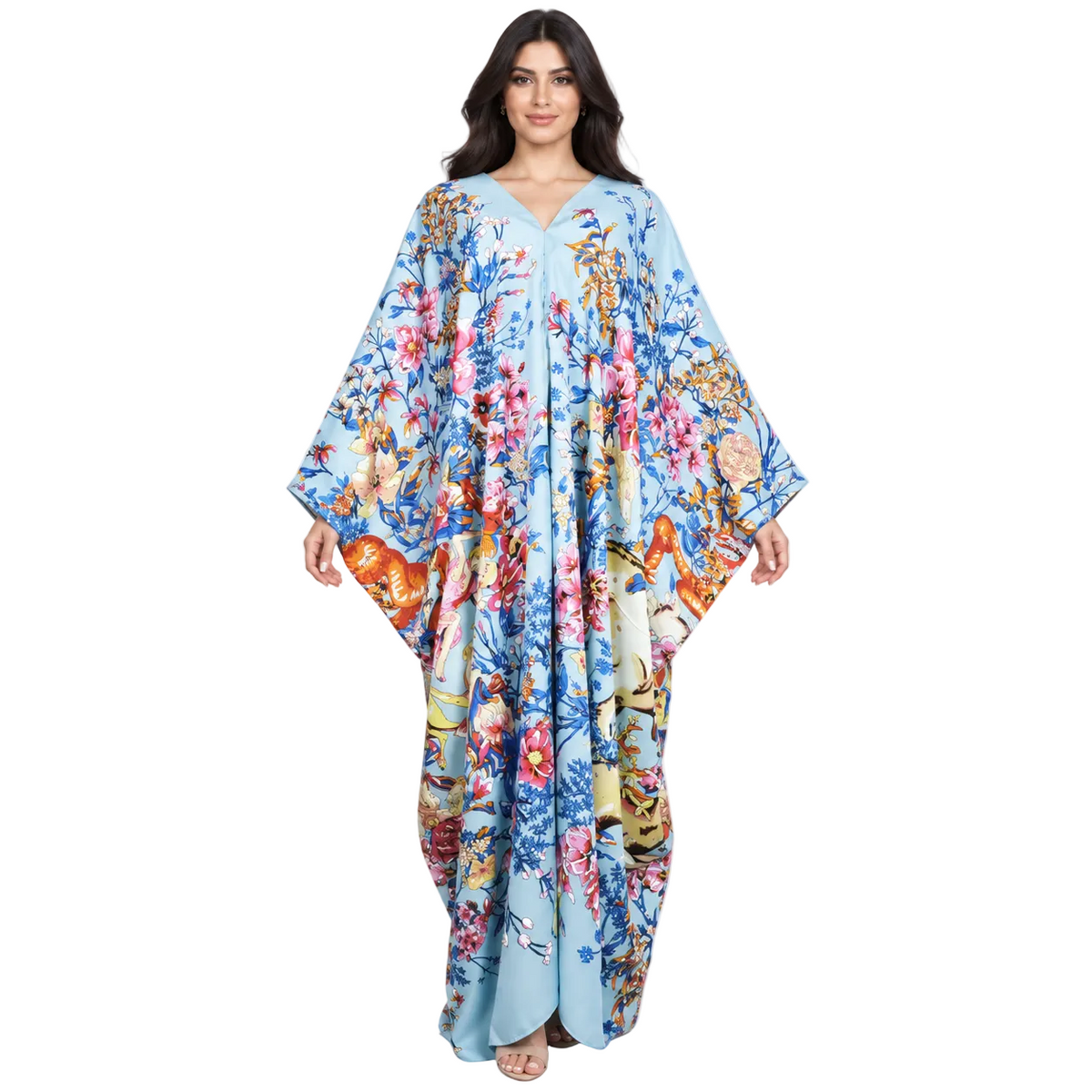 Sky Blue Printed Plus Size Kaftan