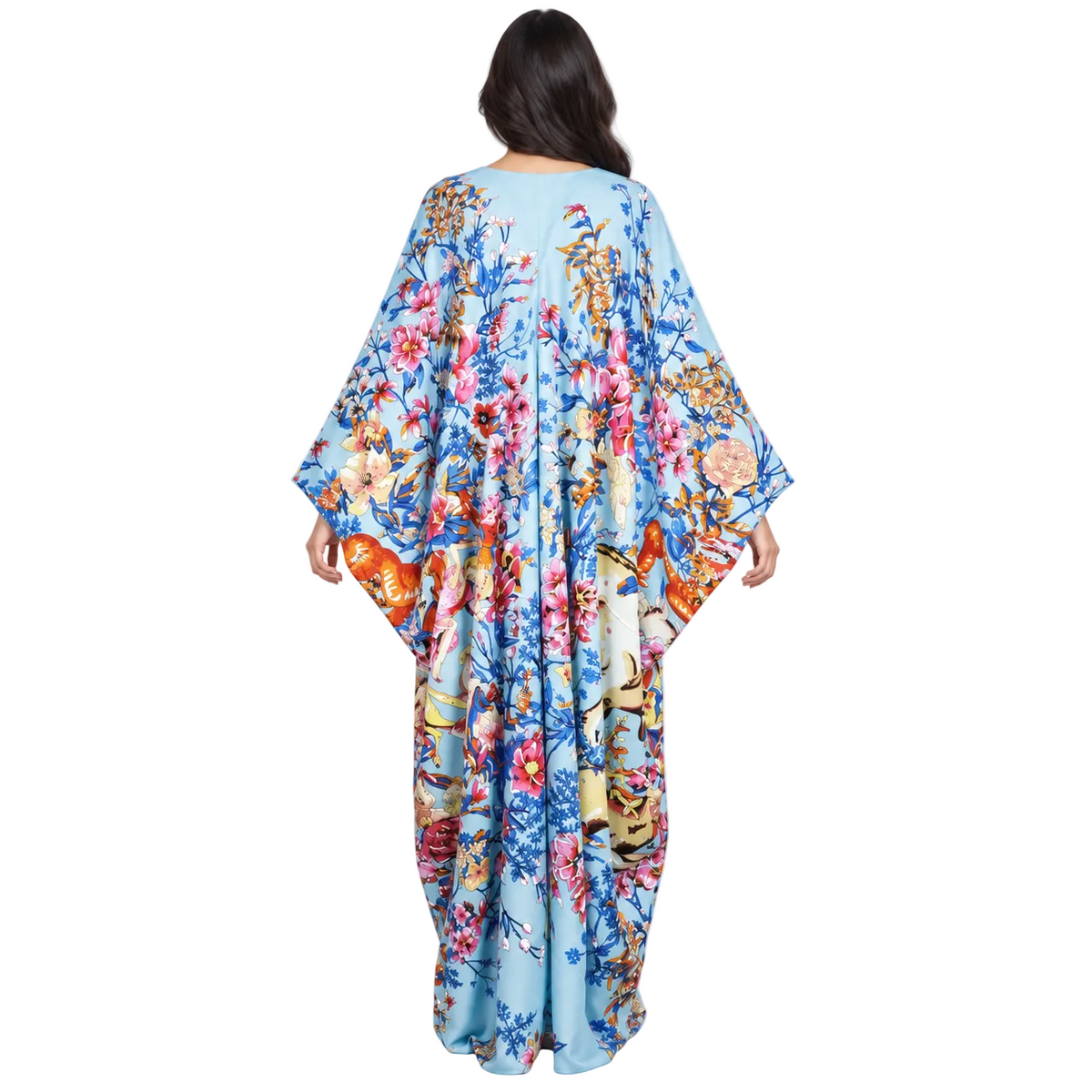 Elegant Sky Blue Floral Print Kaftan-4