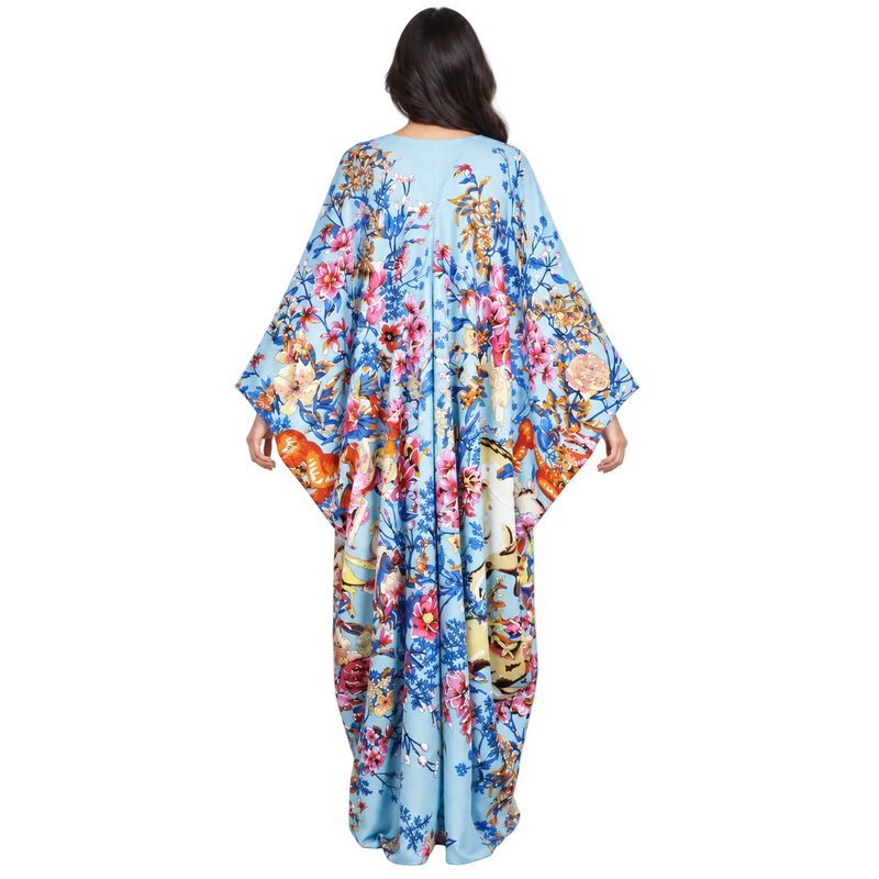 Elegant Sky Blue Floral Print Kaftan-4