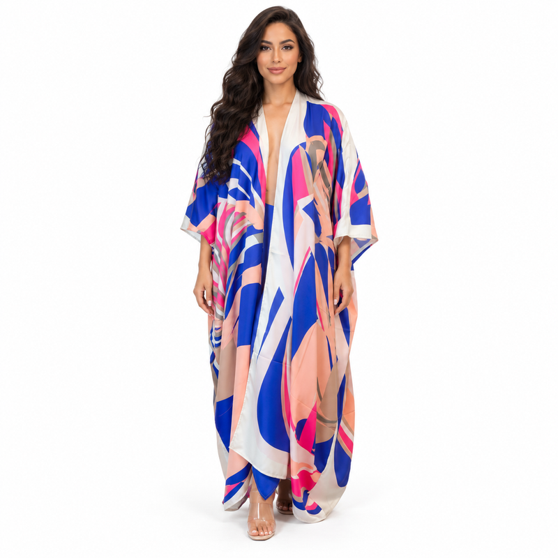 Blue Abstract Print Elegant Luxury Kaftan-1