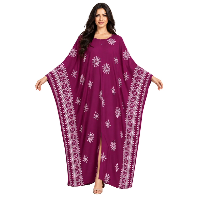 Magenta Embroidered Batwing Luxury Moroccan Kaftan-1