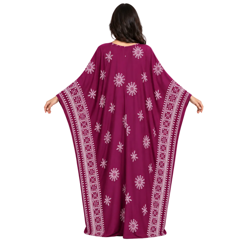 Magenta Embroidered Batwing Luxury Moroccan Kaftan-4