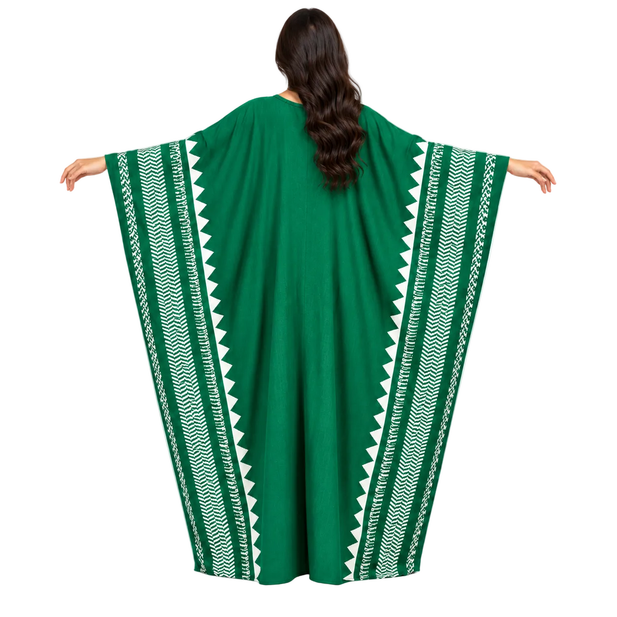 Emerald Green Geometric Printed Luxury Kaftan-4