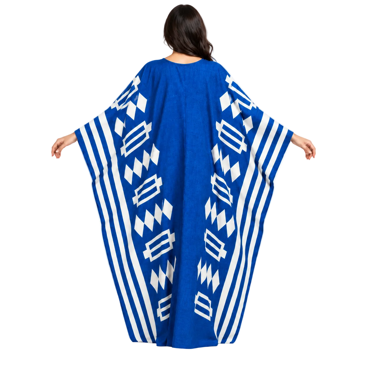 Royal Blue Geometric Printed Luxury Kaftan-4