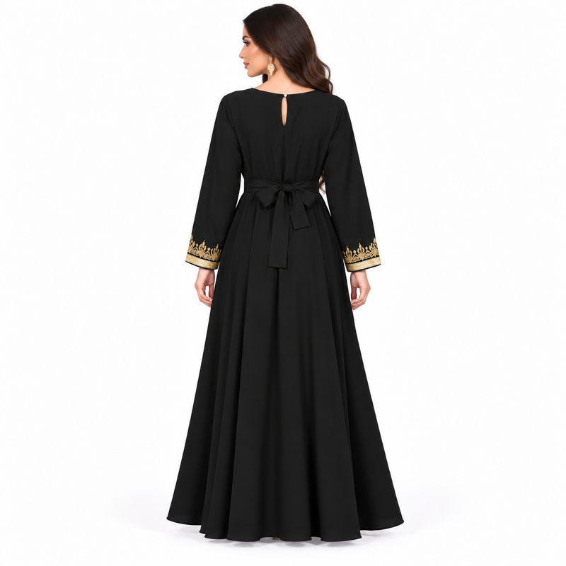 Black Gold Embroidered Moroccan Luxury Kaftan-4