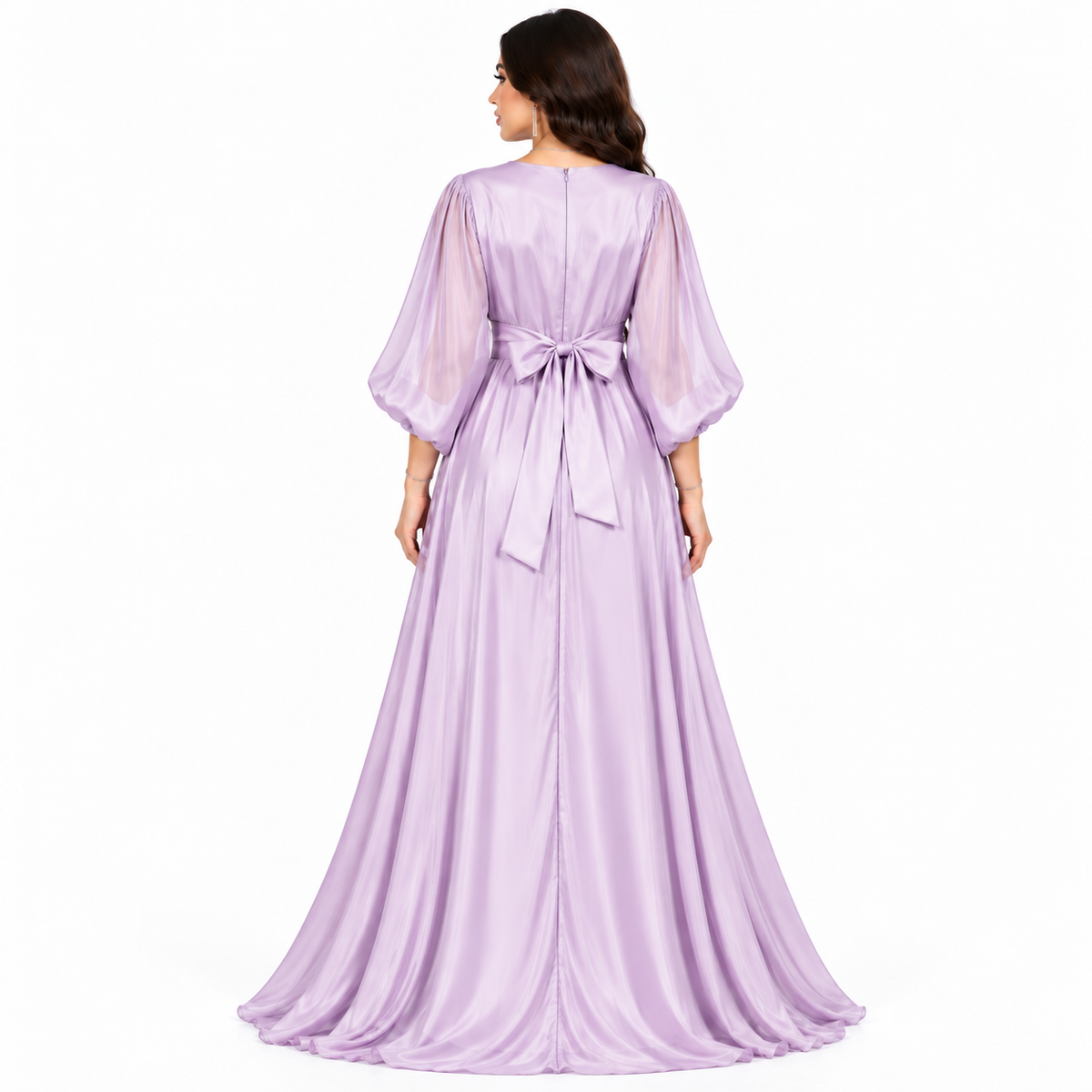Lavender Silver Embroidered Elegant Luxury Kaftan-4