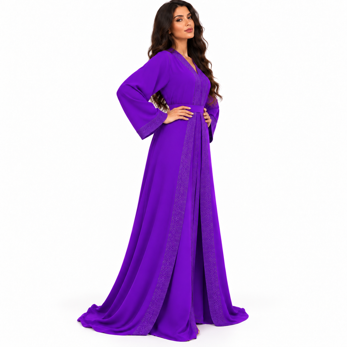 Royal Purple Embroidered Luxury Women’s Kaftan-3