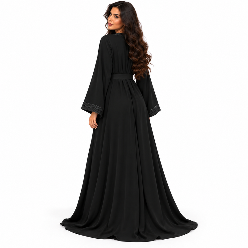 Black Embroidered Elegant Luxury Women’s Kaftan-4
