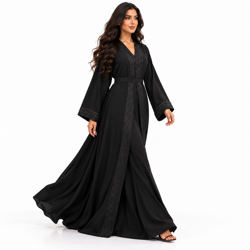 Black Embroidered Elegant Luxury Women’s Kaftan-3