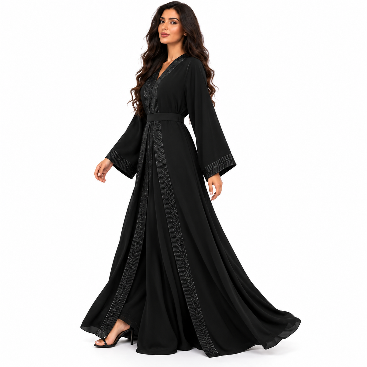 Black Embroidered Elegant Luxury Women’s Kaftan-2