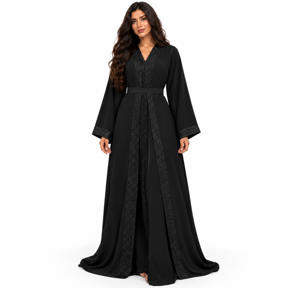 Black Embroidered Elegant Luxury Women’s Kaftan-1