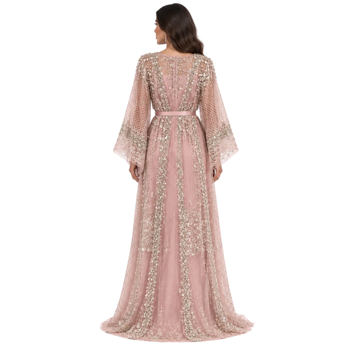 Blush Pink Silver Embellished Luxury Kaftan-4