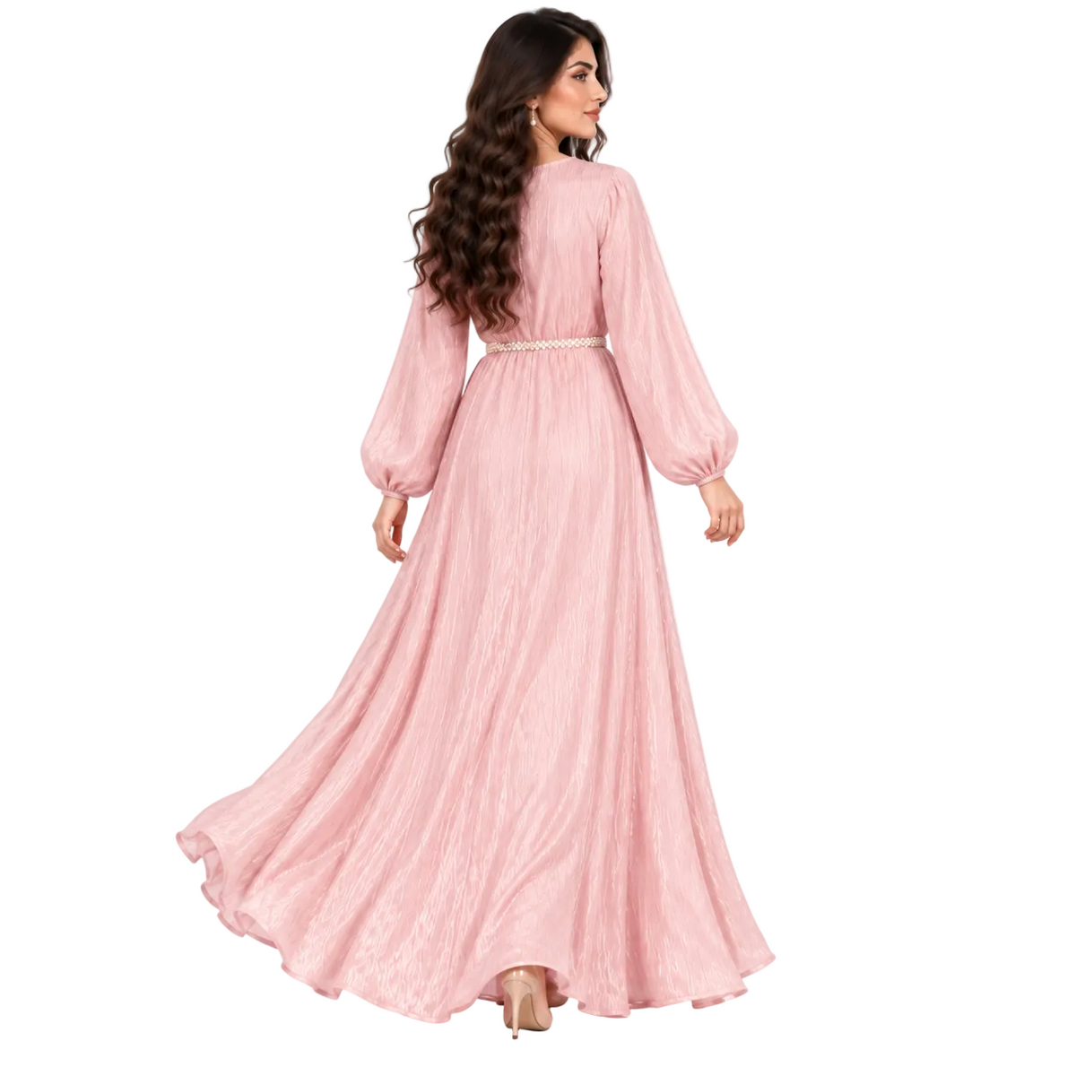 Blush Pink Pearl Embellished Luxury Kaftan-4
