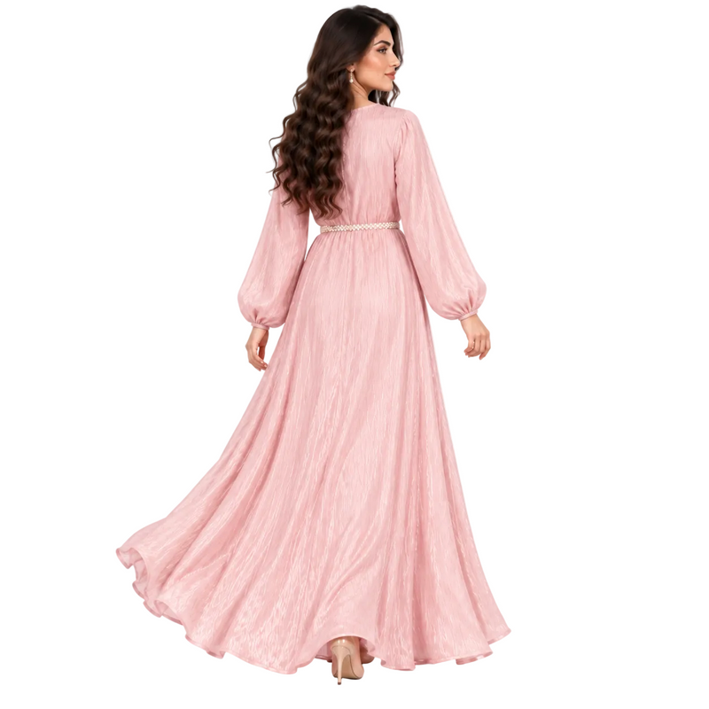Blush Pink Pearl Embellished Luxury Kaftan-4