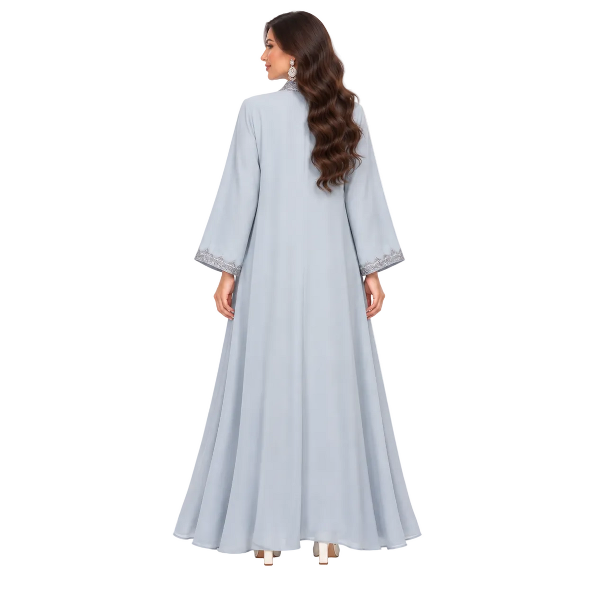 Grey Blue Embroidered Luxury Women’s Kaftan-4