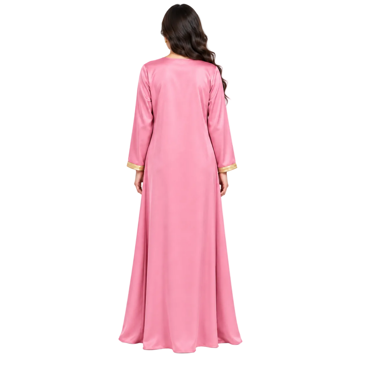 Pink Gold Embroidered Moroccan Luxury Kaftan-4