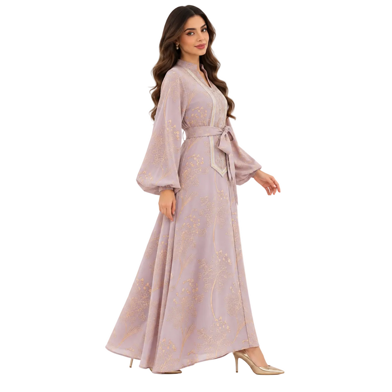 Pink Gold Embroidered Elegant Luxury Kaftan-2