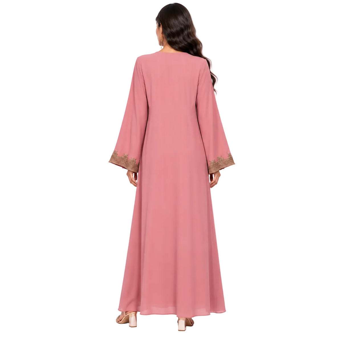 Dusty Rose Gold Embroidered Luxury Kaftan-4