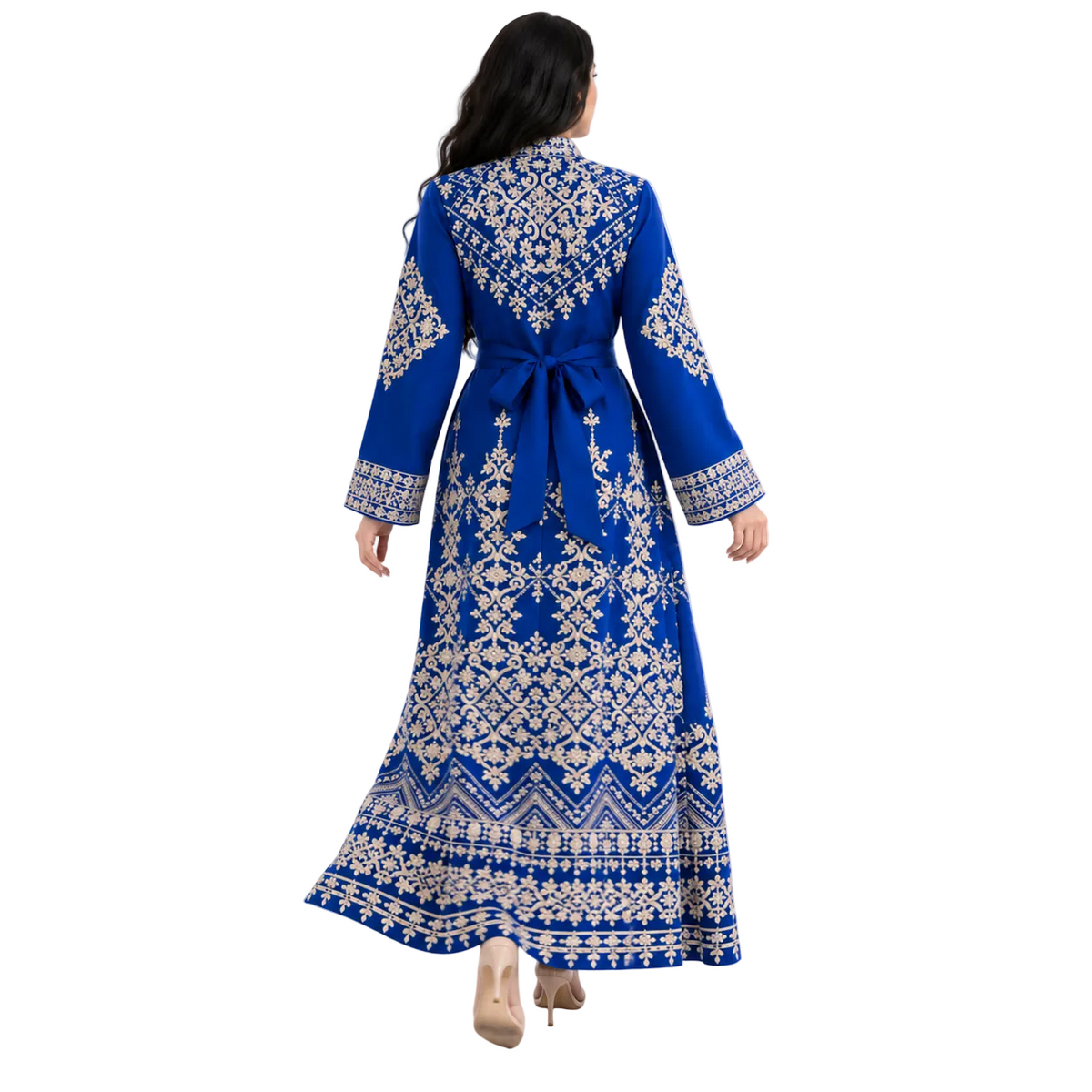 Royal Blue Embroidered Moroccan Luxury Kaftan-4