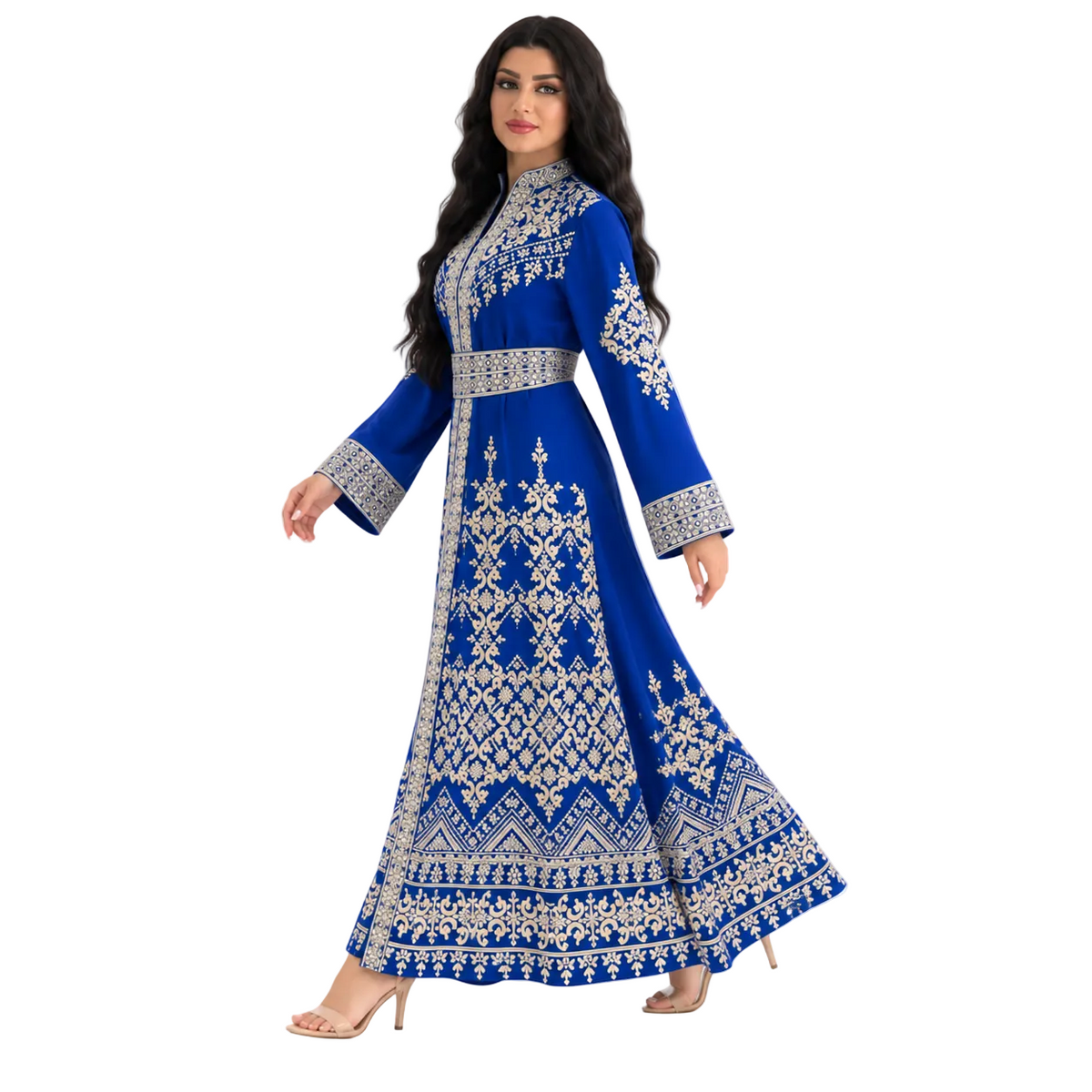 Royal Blue Embroidered Moroccan Luxury Kaftan-2