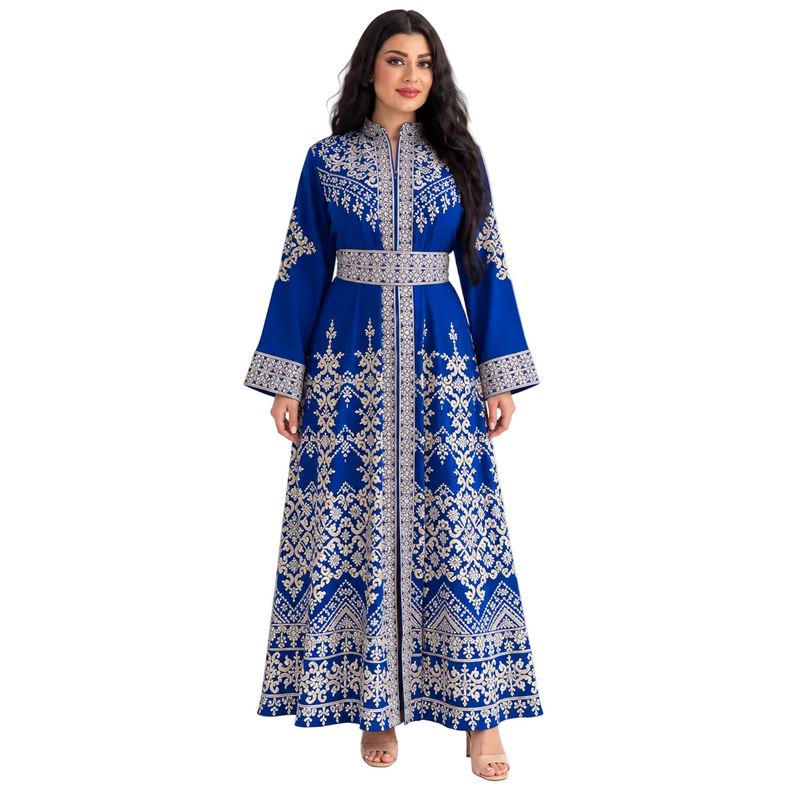 Royal Blue Embroidered Moroccan Luxury Kaftan-1