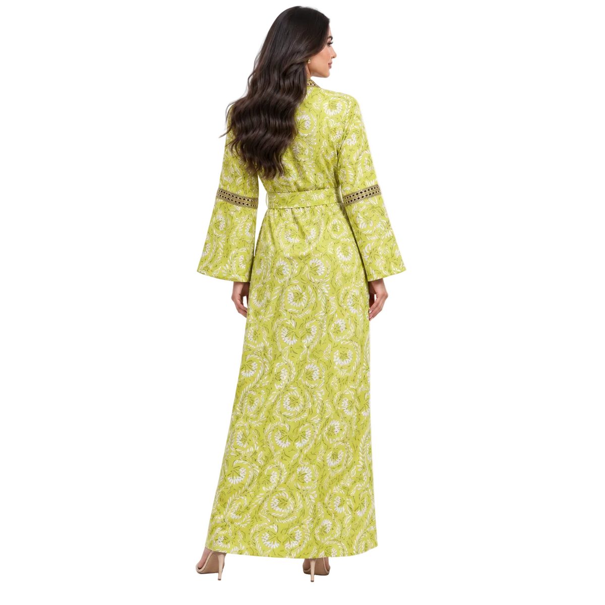 Yellow Botanical Embroidered Luxury Women’s Kaftan-4