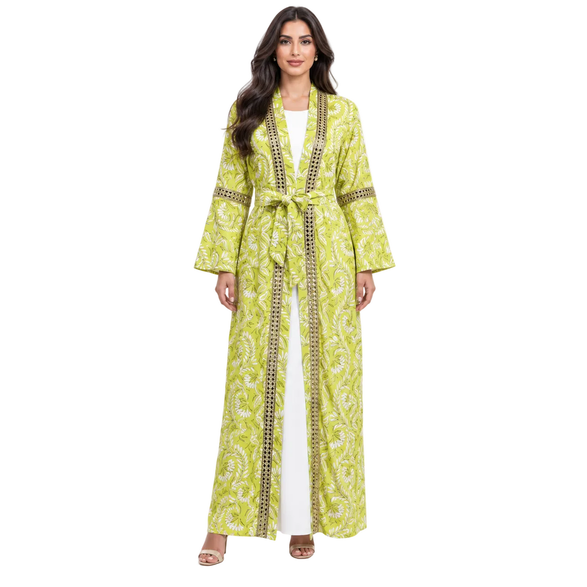 Yellow Botanical Embroidered Luxury Women’s Kaftan-1