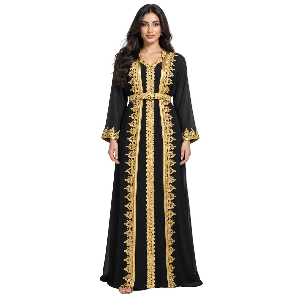 Black Gold Embroidered Moroccan Luxury Kaftan-1