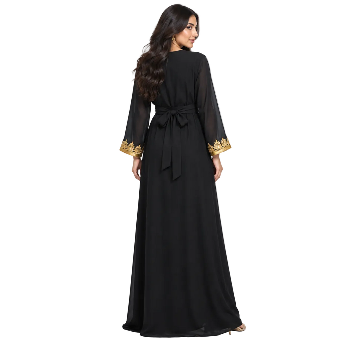 Black Gold Embroidered Moroccan Luxury Kaftan-4