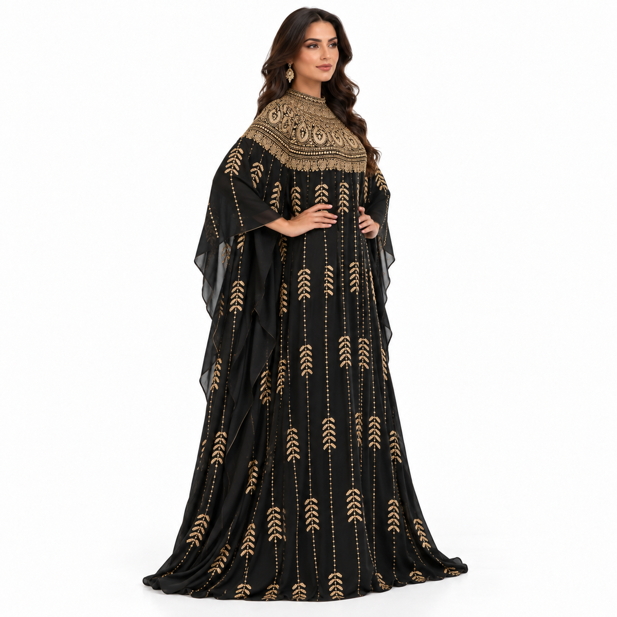 Black Gold Embroidered Luxury Women’s Kaftan-3