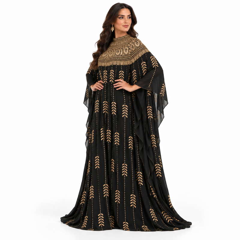 Black Gold Embroidered Luxury Women’s Kaftan-2