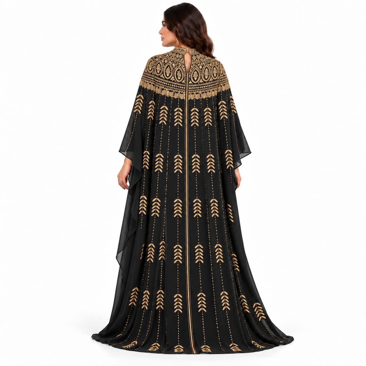 Black Gold Embroidered Luxury Women’s Kaftan-4