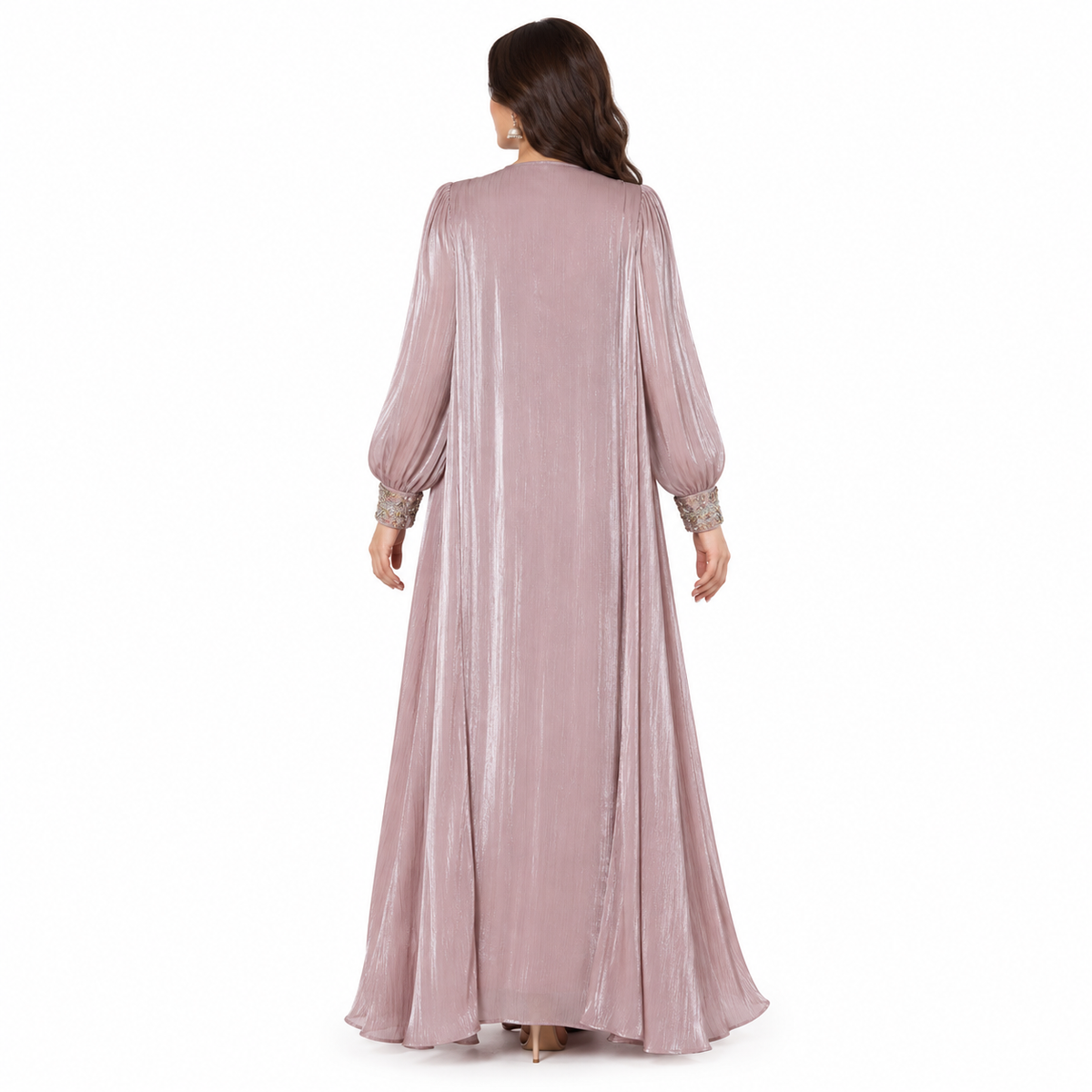 Pink Embellished Layered Elegant Luxury Kaftan-4