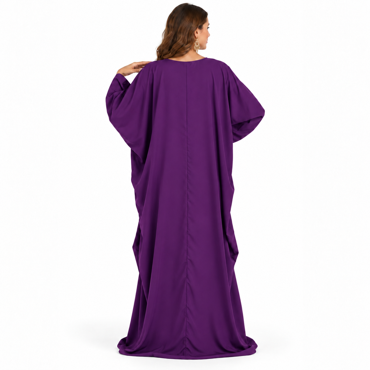 Purple Silver Embroidered Luxury Flowing Kaftan-4