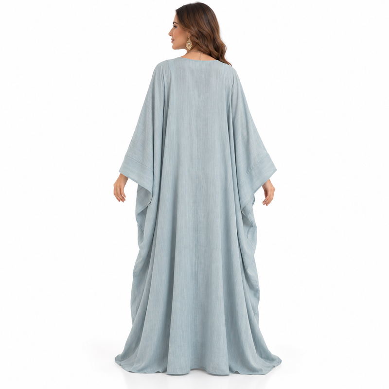 Sky Blue Embellished Flowing Luxury Kaftan-4