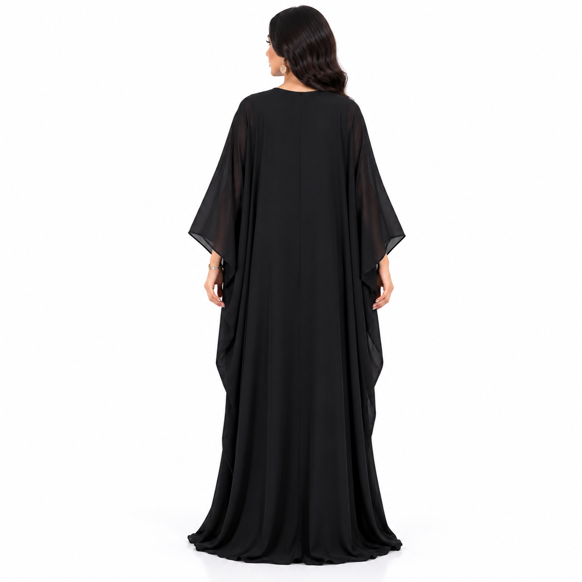 Black Geometric Embroidered Luxury Women’s Kaftan-4