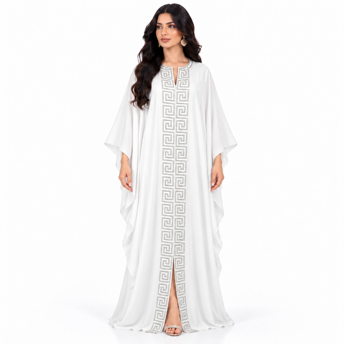 White Silver Embroidered Luxury Women’s Kaftan-1