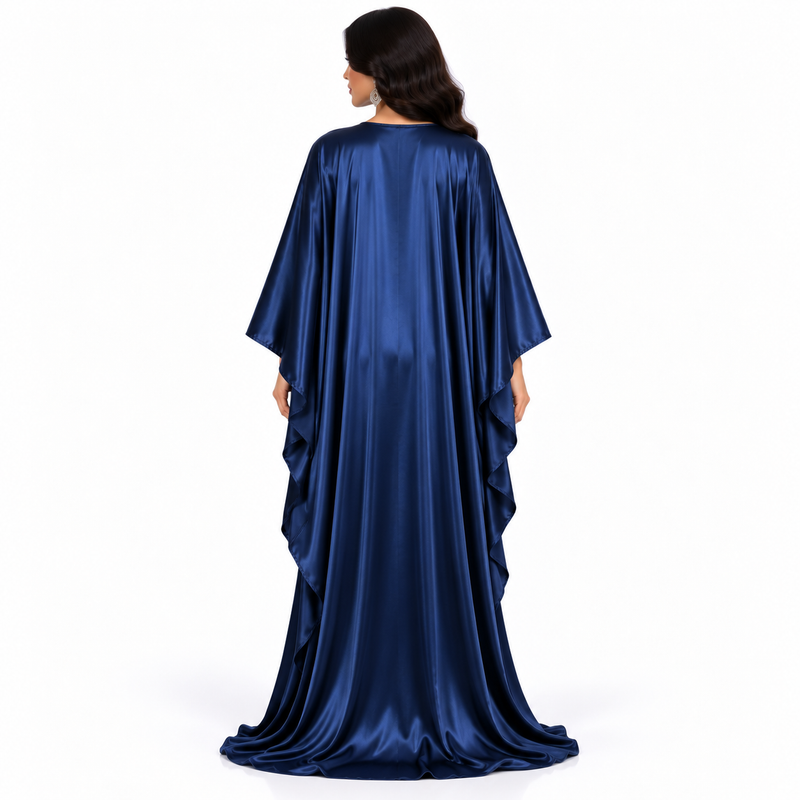 Navy Blue Silver Embroidered Women’s Kaftan-4