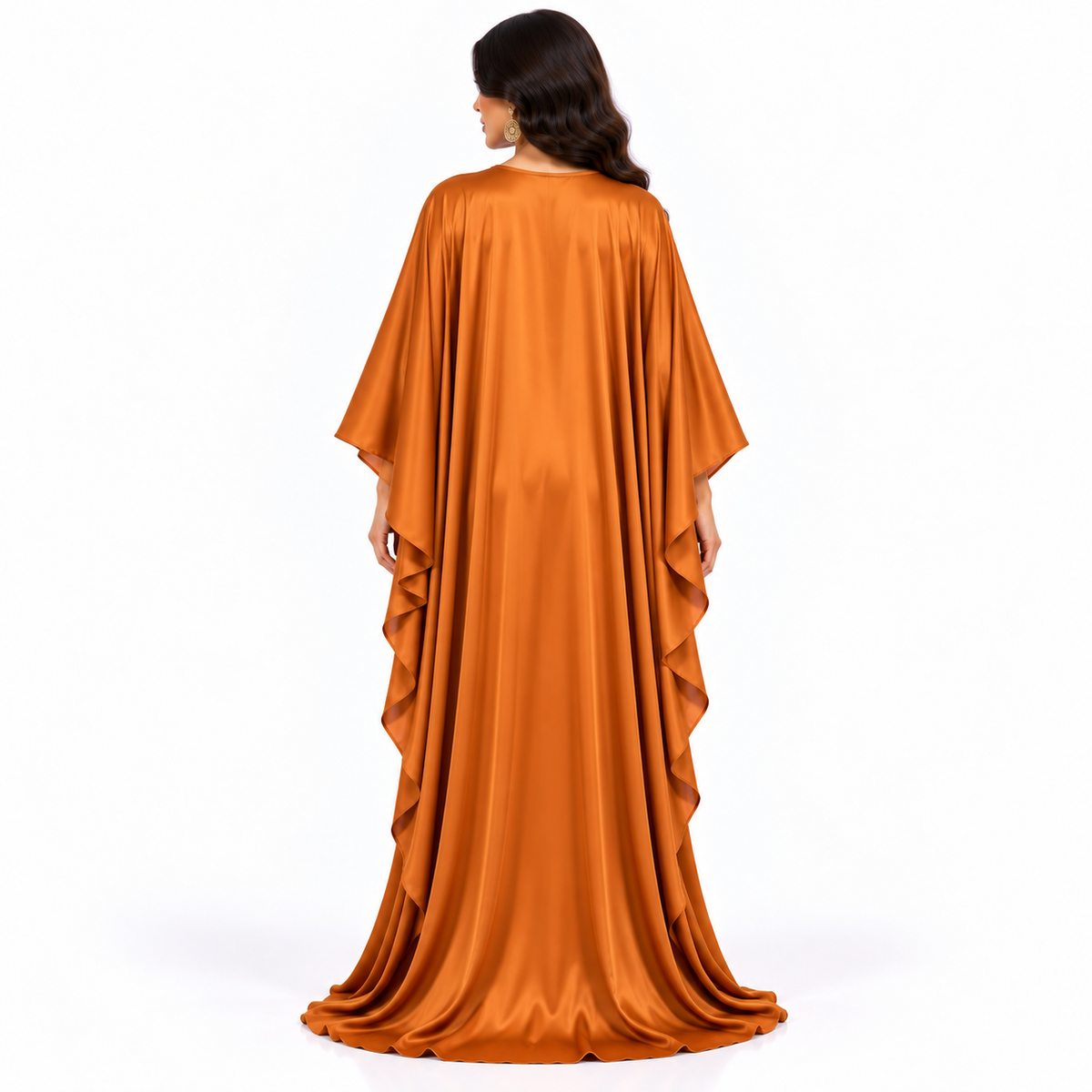 Burnt Orange Gold Embroidered Women’s Kaftan-4