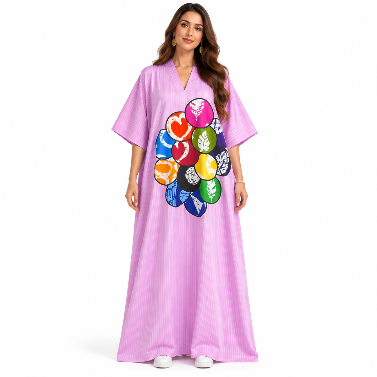 Colorful Graphic Print Relaxed Women’s Kaftan-1