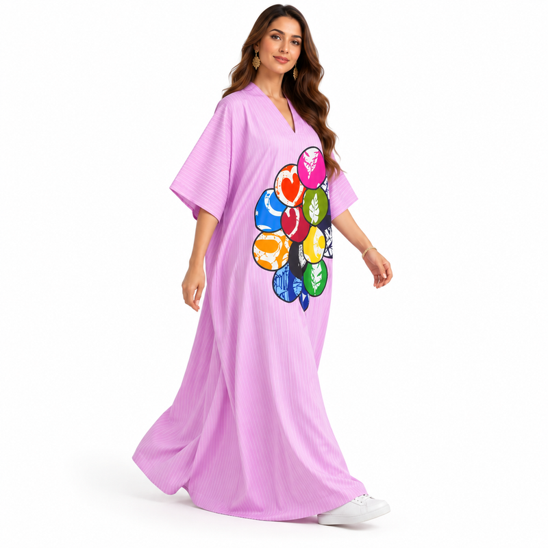 Colorful Graphic Print Relaxed Women’s Kaftan-2