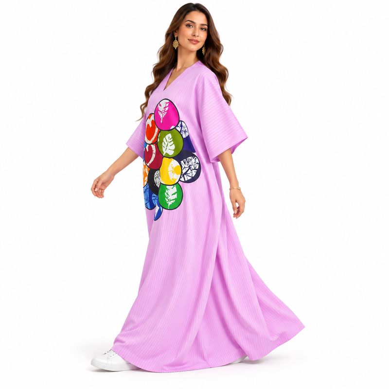 Colorful Graphic Print Relaxed Women’s Kaftan-3
