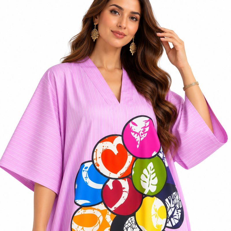 Colorful Graphic Print Relaxed Women’s Kaftan-4