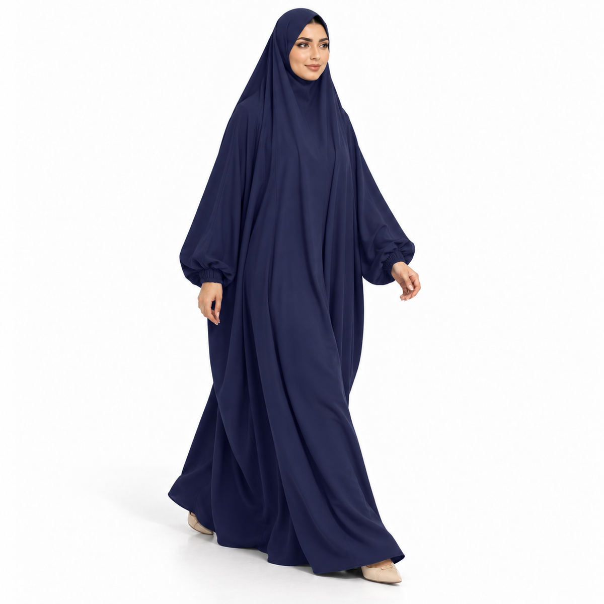 Elegant Navy Jilbab With Flowing Sleeves-2