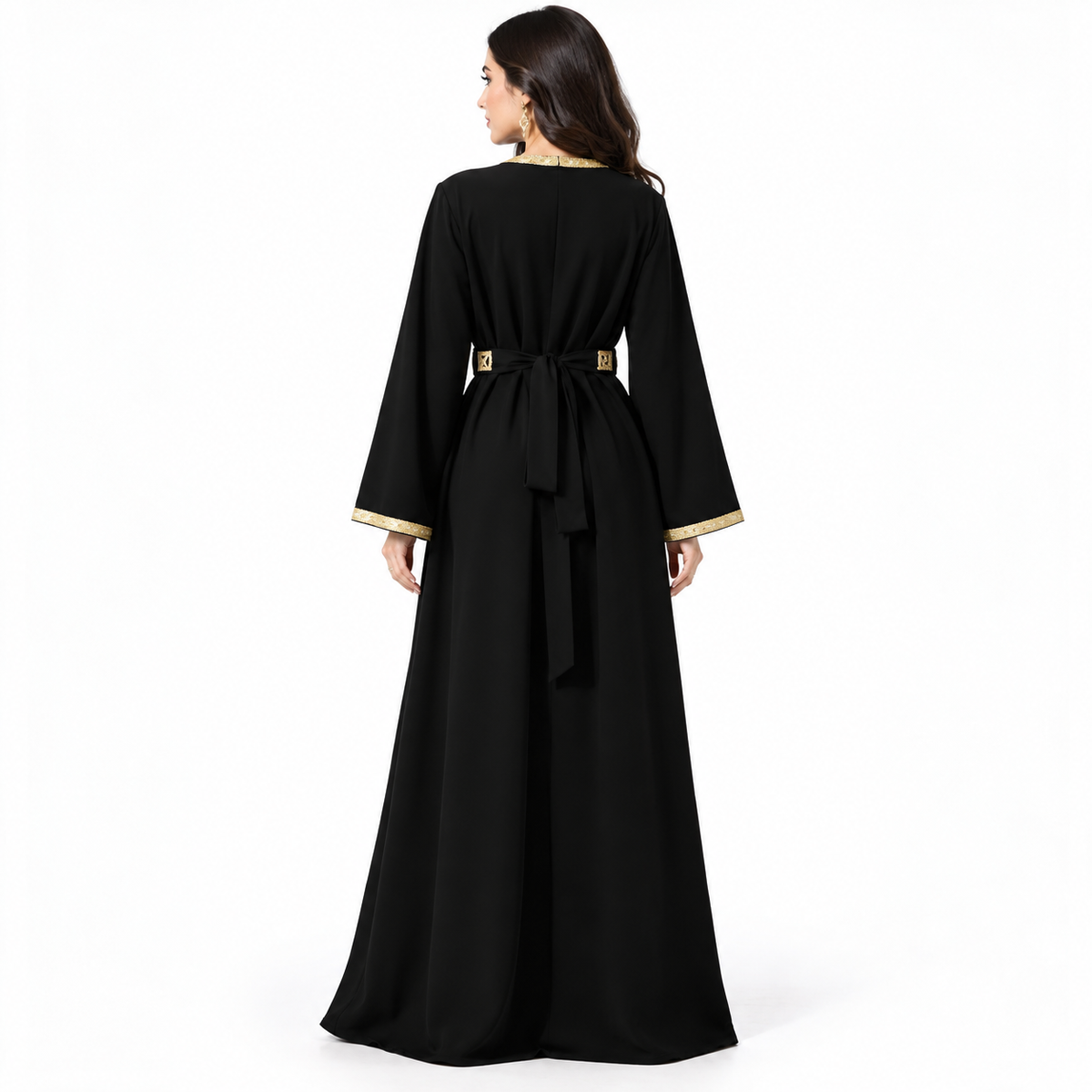 Black Gold Embroidered Luxury Moroccan Kaftan-4