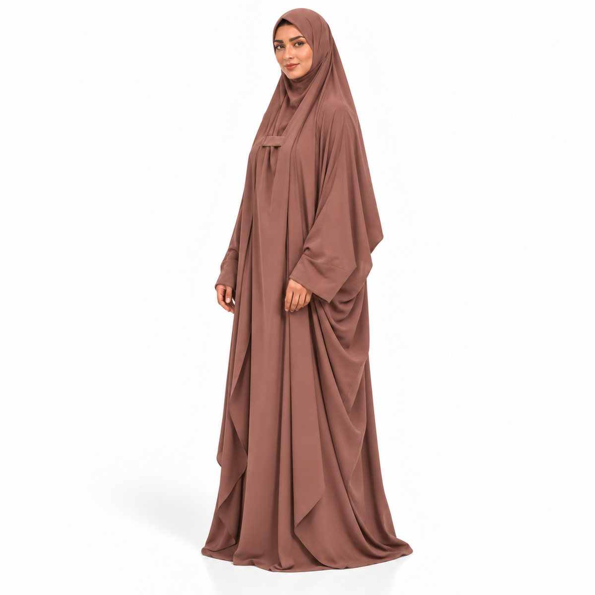 Elegant Caramel Brown Women's Flowing Jilbab