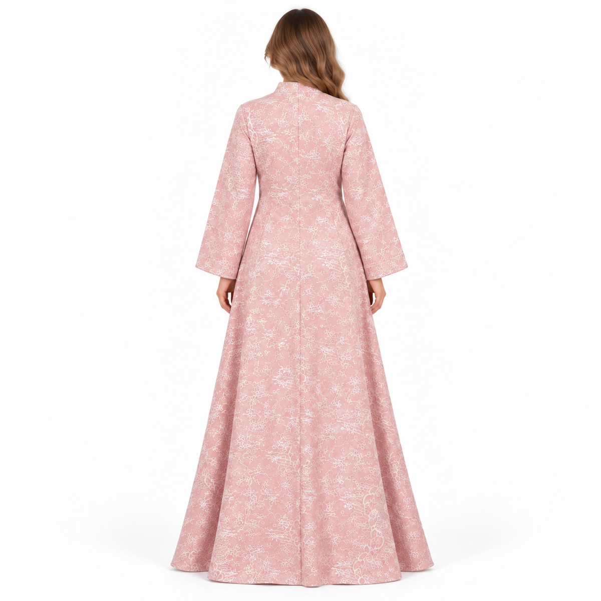 Elegant Pink Floral Sequin Embroidered Kaftan-4