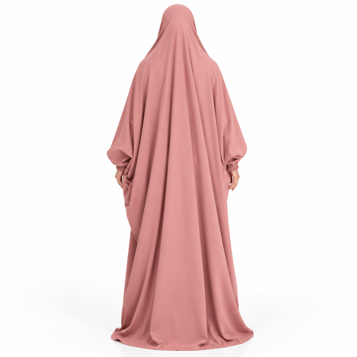 Elegant Pink Jilbab With Flowing Design-4